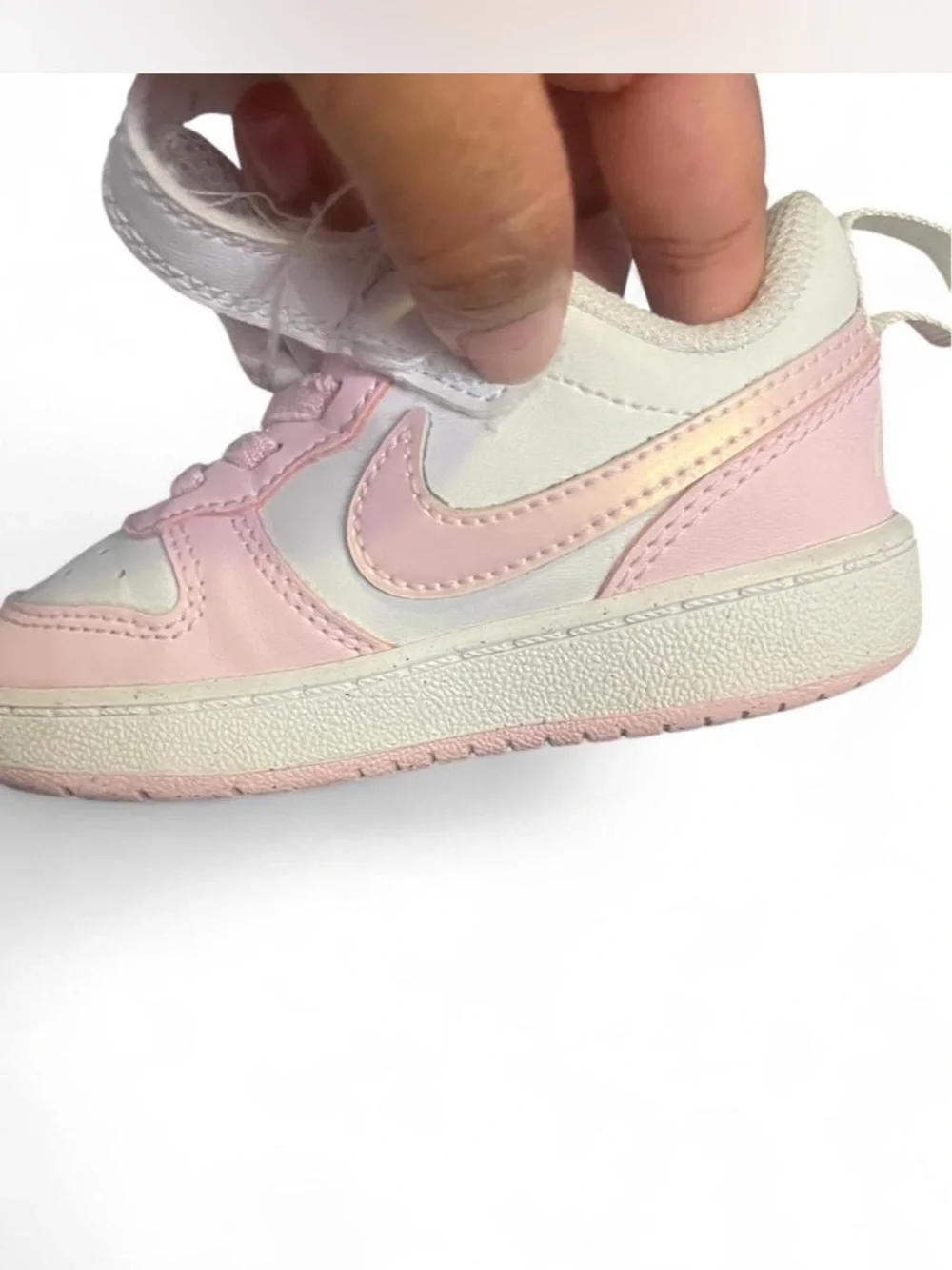 Nike Kids Pink and White Hook-and-Loop Sneakers